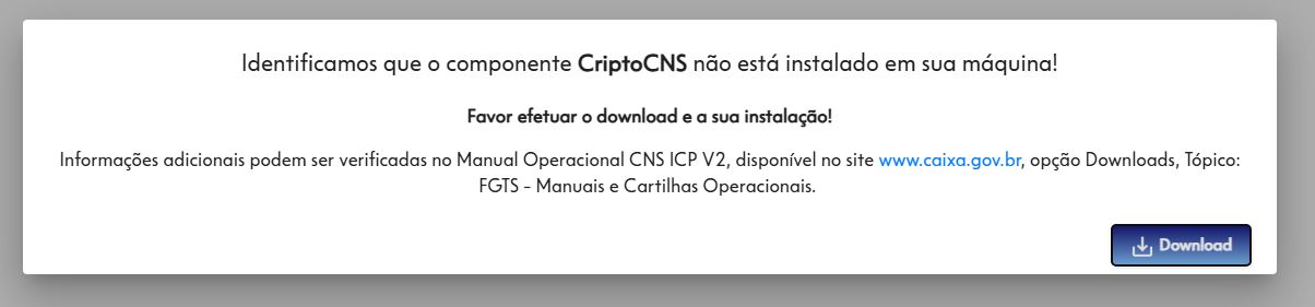 Erro Conectividade Social: “Identificamos que o componente CriptoCNS não está instalado em sua máquina!