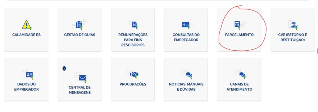 Tela: Parcelamento de Débitos no FGTS DIGITAL