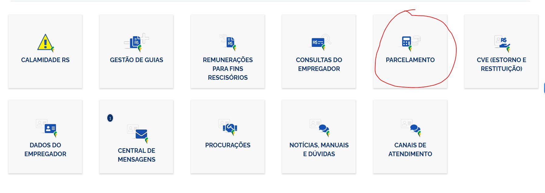 Tela: Parcelamento de Débitos no FGTS DIGITAL